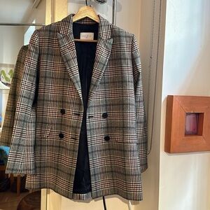 Sandro Wool Plaid Blazer Size 36